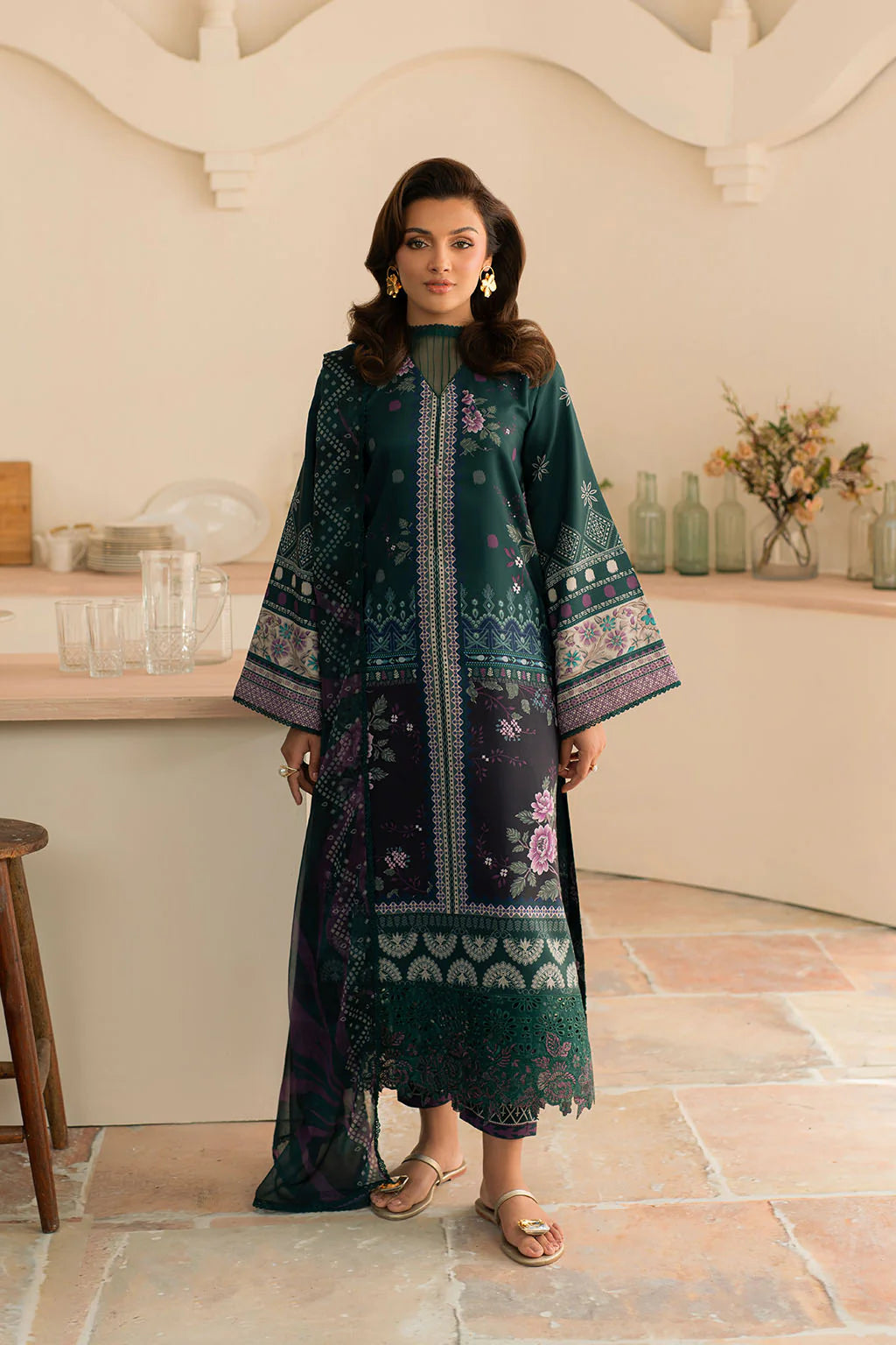 Vanya 3Pc Printed Lawn Silk Suit SM-10 gulbuy.com