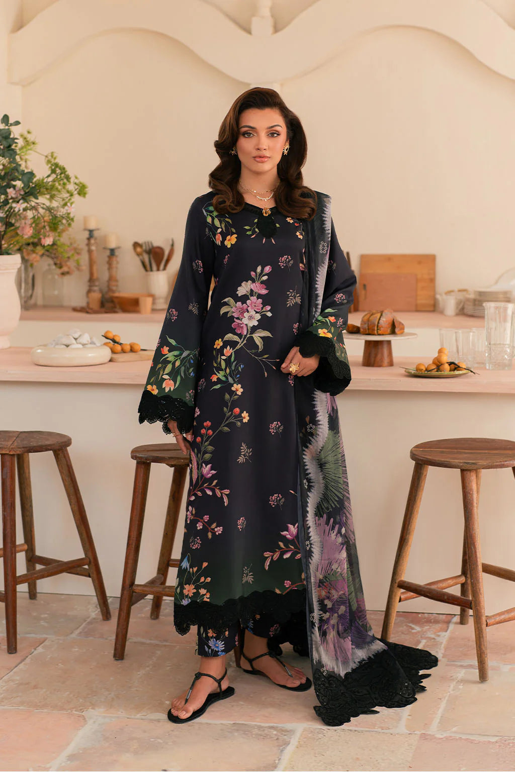 Vanya 3Pc Printed Lawn Silk Suit SM-01 gulbuy.com