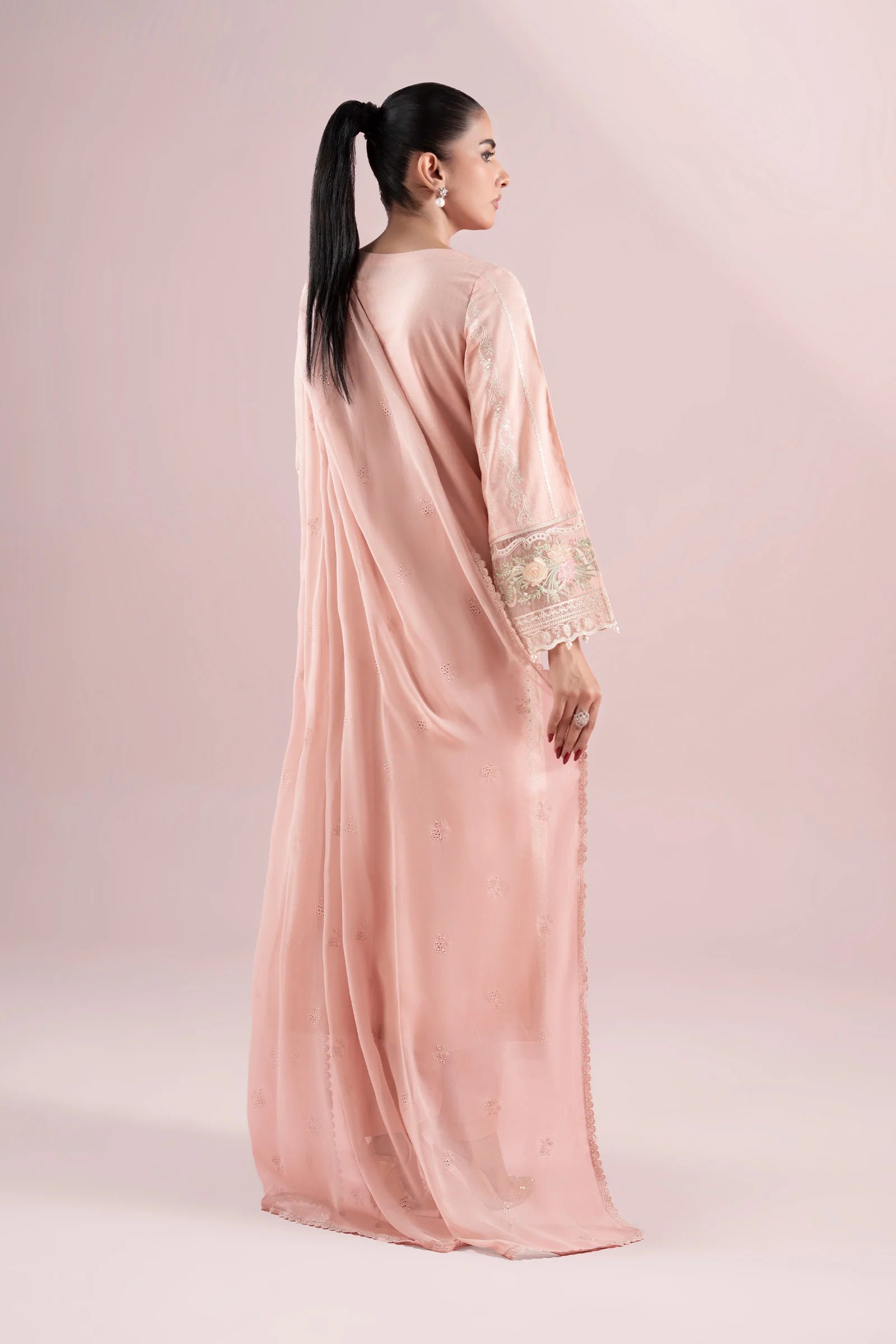 Maria B 3Pc Embroidered Dobby Suit DW-EA25-25 Pink gulbuy.com