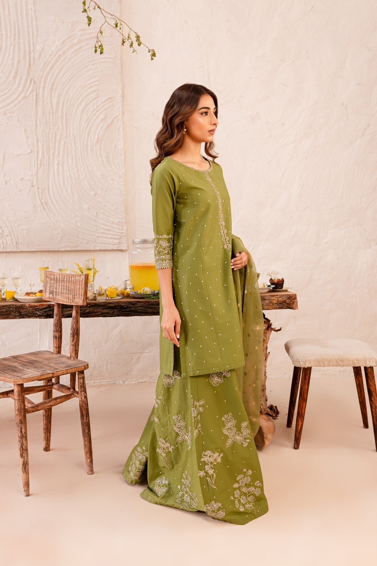 Batik 3Pc Embroidered Net Suit (Lavalia-3Pc) gulbuy.com
