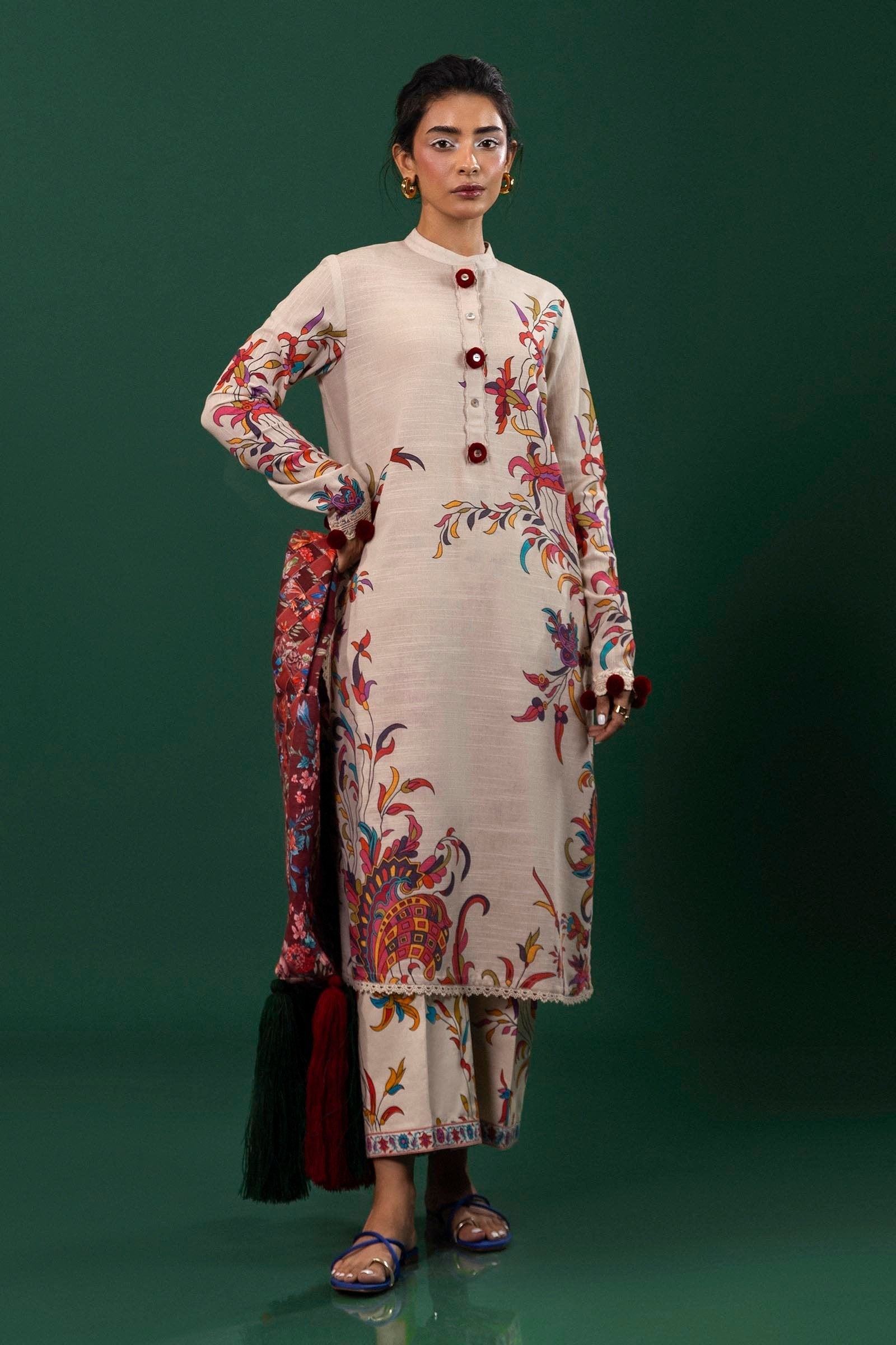 Sana Safinaz 2PC Embroidered &amp; Printed Khaddar Suit (H243-022A-2AC)
