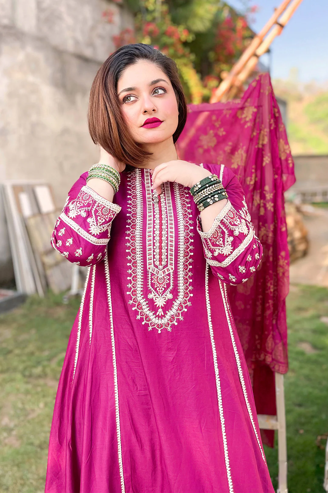 Mannat 3Pc Embroidered Cotton Suit Haseen Farah Haris gulbuy.com