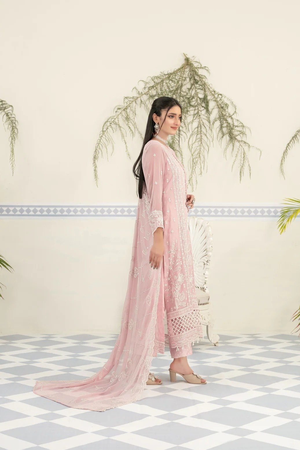 Tawakkal 3Pc Embroidered Chiffon Suit D-2017 gulbuy.com