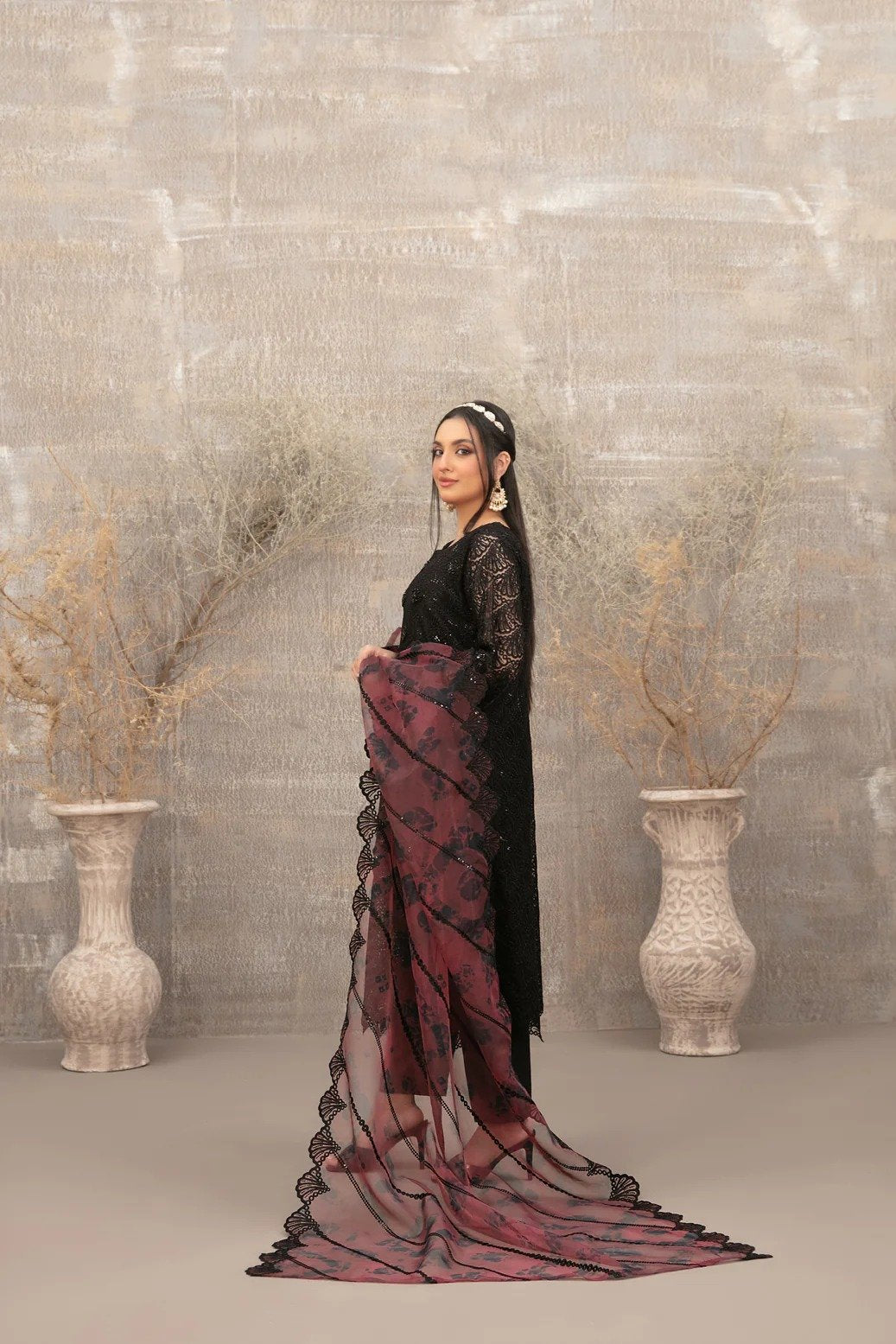 Tawakkal 3Pc Embroidered Net Suit D-3896 gulbuy.com
