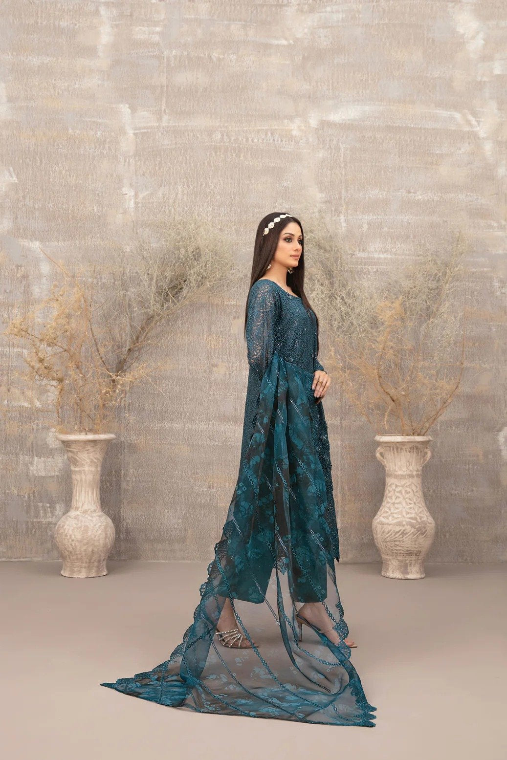 Tawakkal 3Pc Embroidered Net Suit D-3899 gulbuy.com