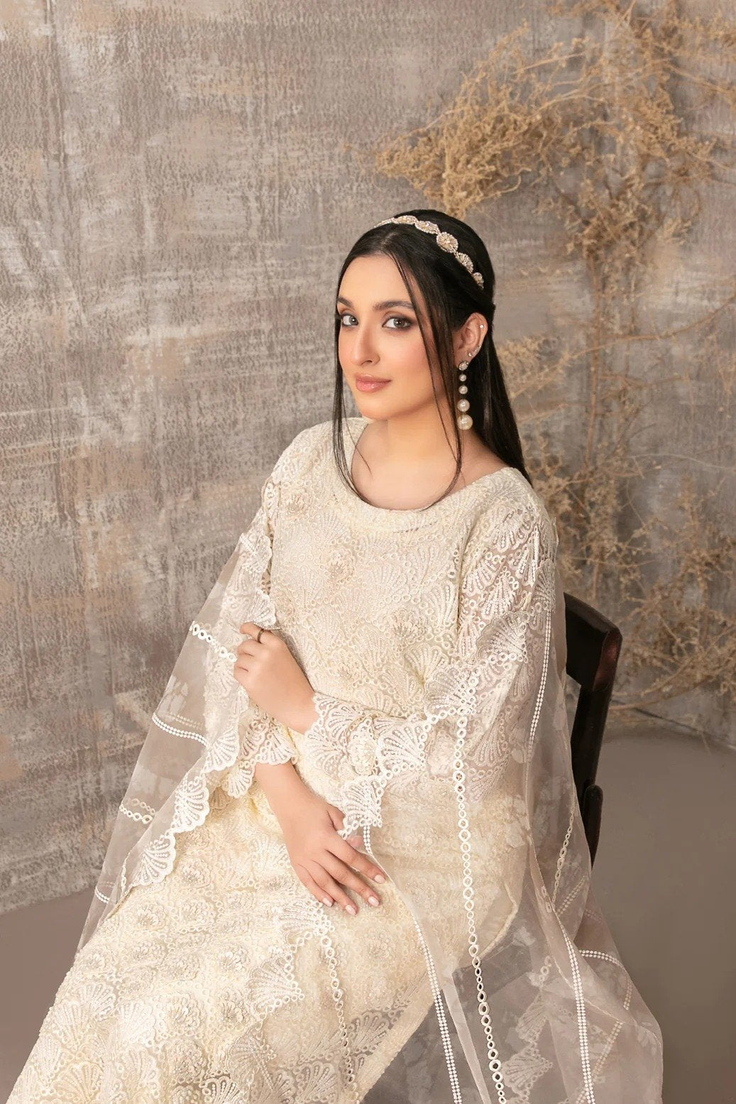 Tawakkal 3Pc Embroidered Net Suit D-3897 gulbuy.com