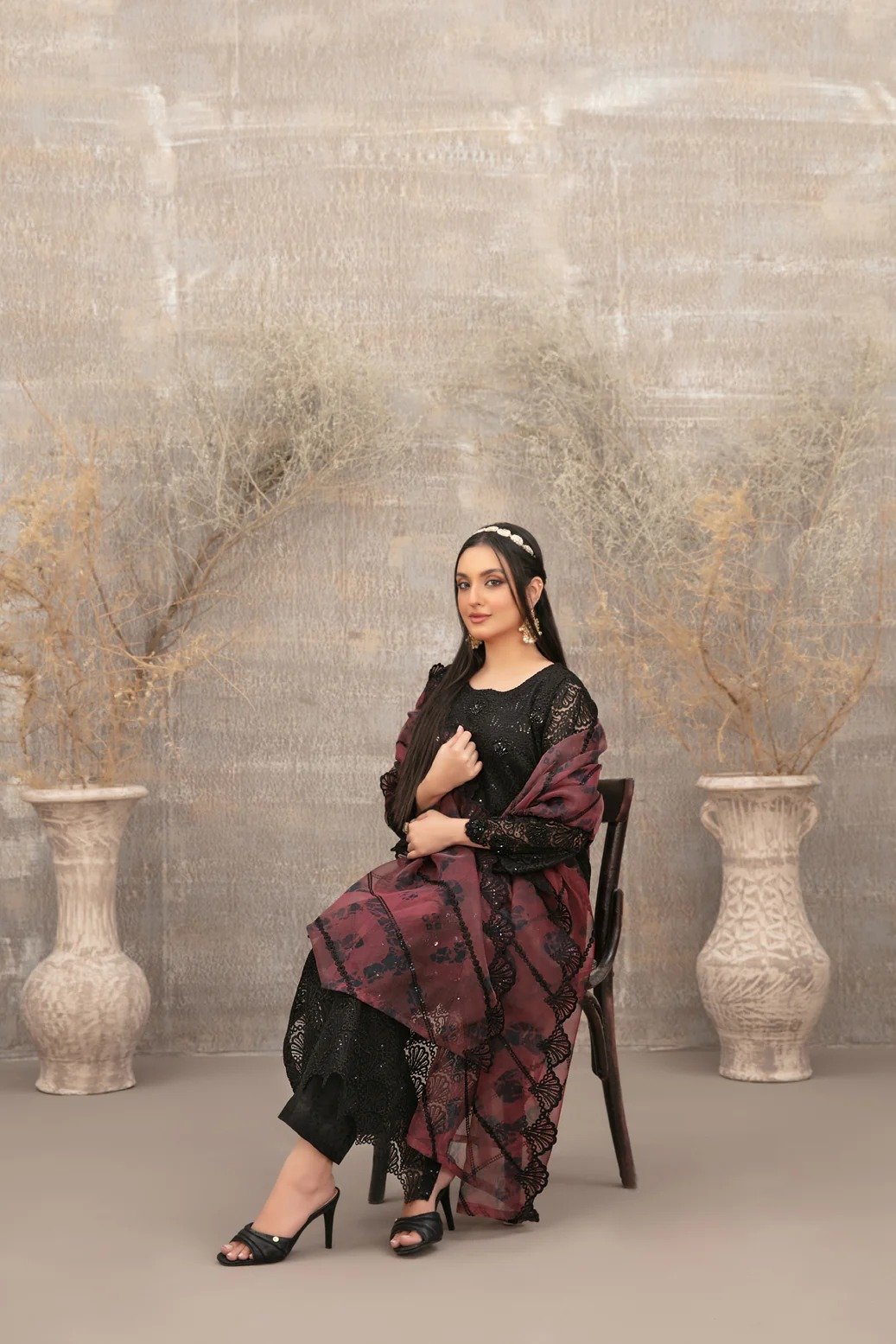 Tawakkal 3Pc Embroidered Net Suit D-3896 gulbuy.com