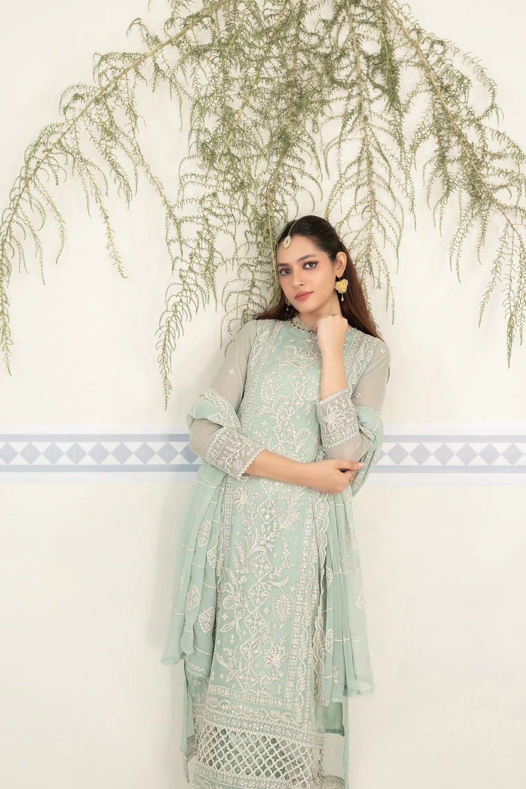 Tawakkal 3Pc Embroidered Chiffon Suit D-2019 gulbuy.com