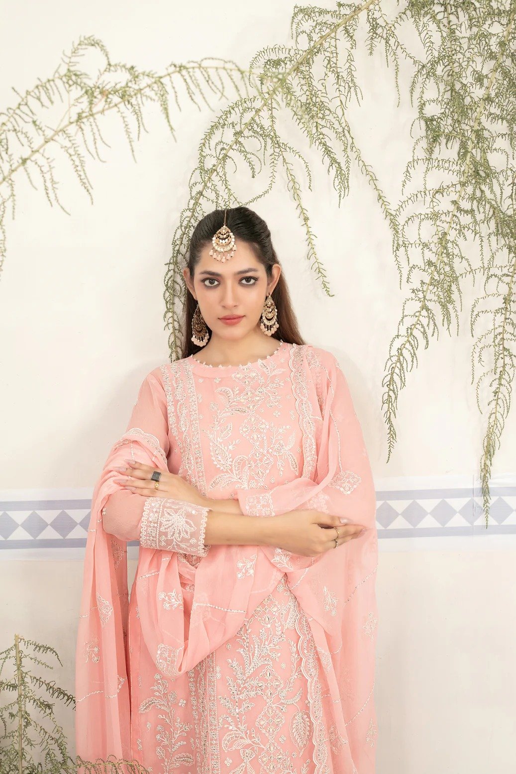 Tawakkal 3Pc Embroidered Chiffon Suit D-2017 gulbuy.com