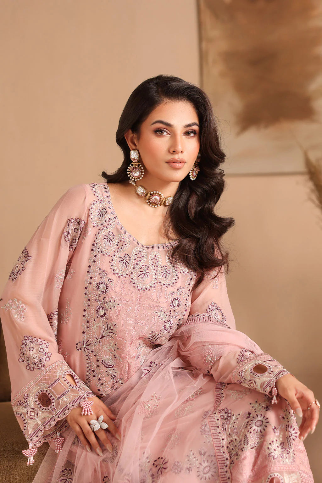 Ramsha 3Pc Embroidered Chiffon Suit K-301 gulbuy.com