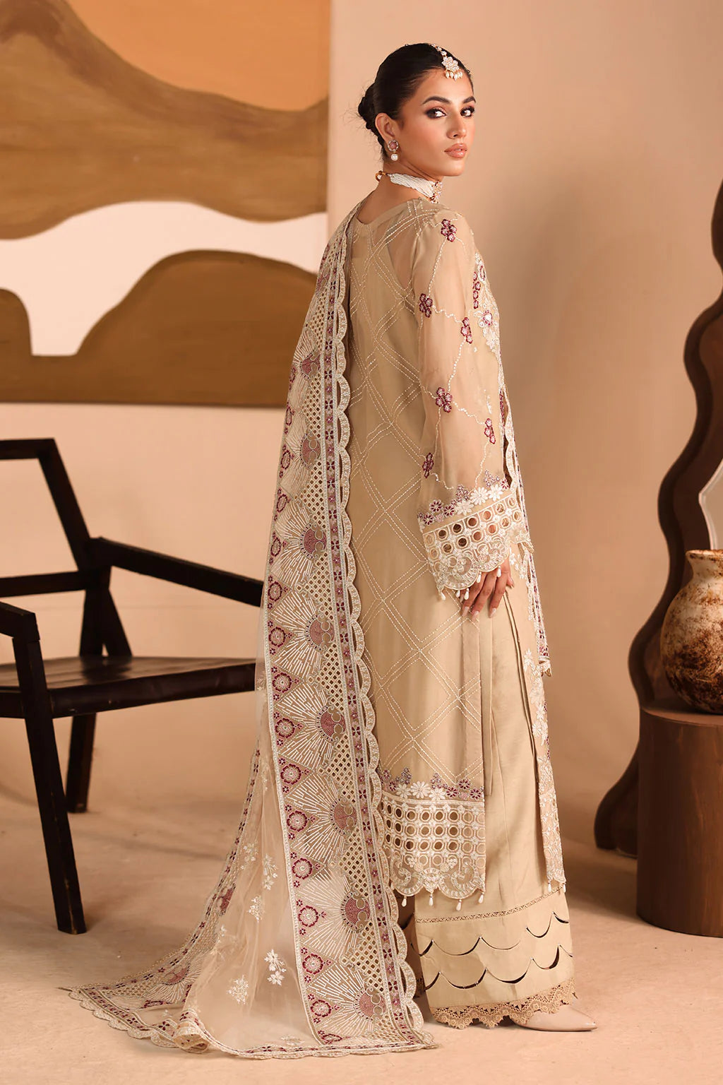 Ramsha 3Pc Embroidered Chiffon Suit K-303 gulbuy.com