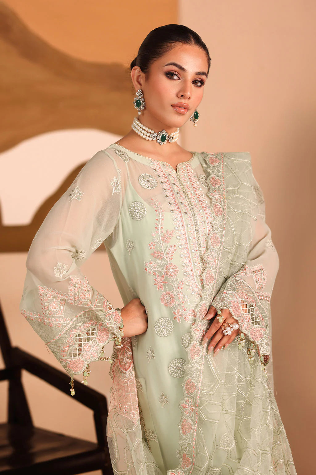 Ramsha 3Pc Embroidered Chiffon Suit K-307 gulbuy.com