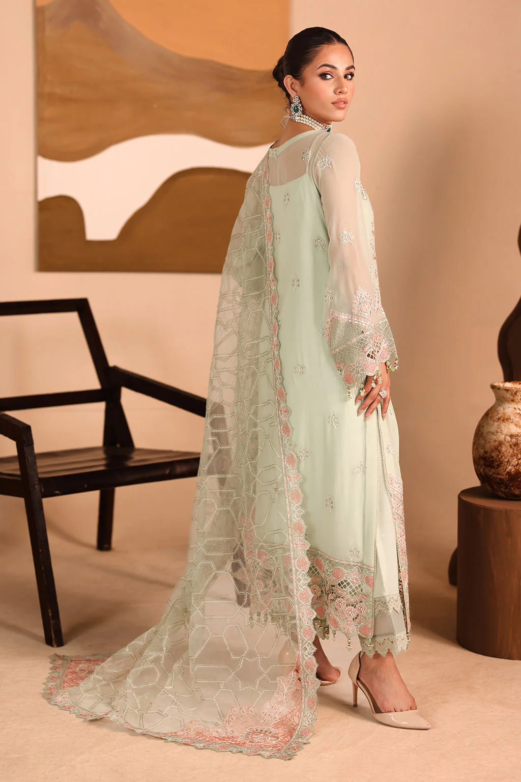 Ramsha 3Pc Embroidered Chiffon Suit K-307 gulbuy.com