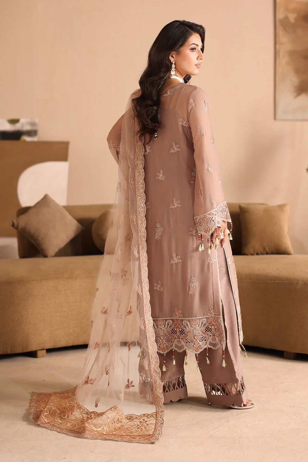 Ramsha 3Pc Embroidered Chiffon Suit K-308 gulbuy.com