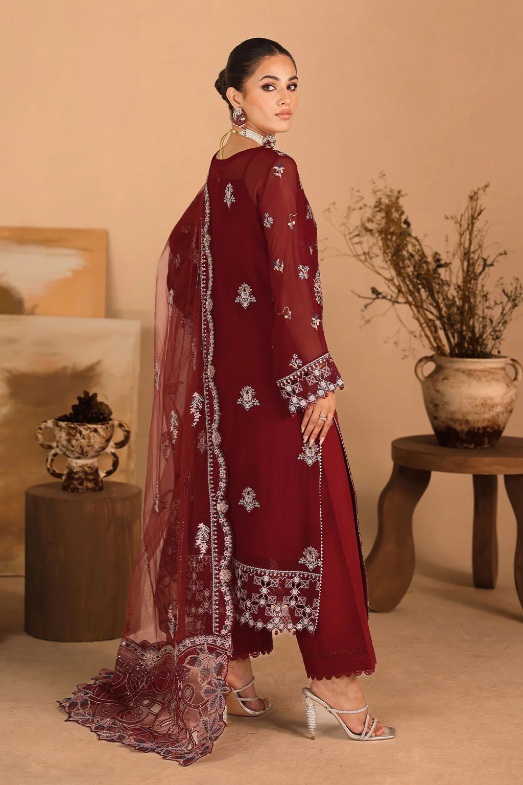Ramsha 3Pc Embroidered Chiffon Suit K-306 gulbuy.com