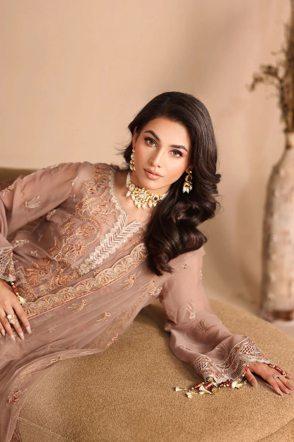Ramsha 3Pc Embroidered Chiffon Suit K-308 gulbuy.com