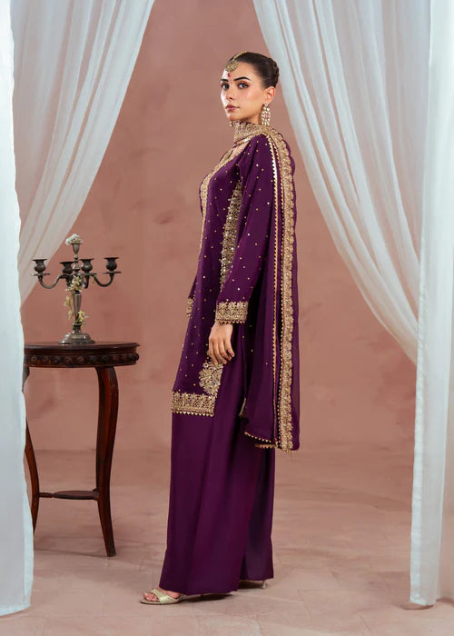 Haseens 3PC Embroidered Chiffon Suit Farzina