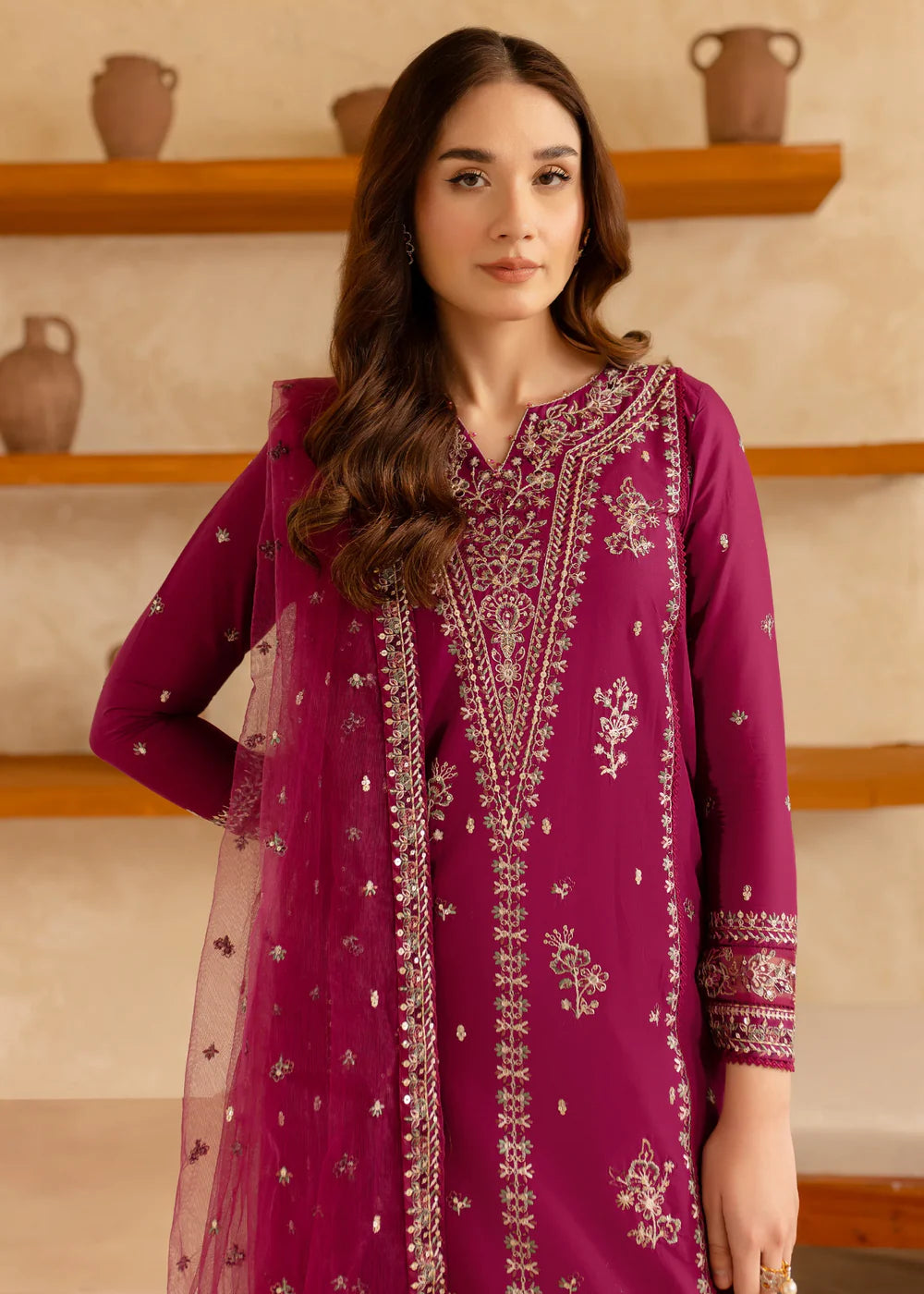 Warisha 3Pc Embroidered Lawn Suit Ehaad gulbuy.com