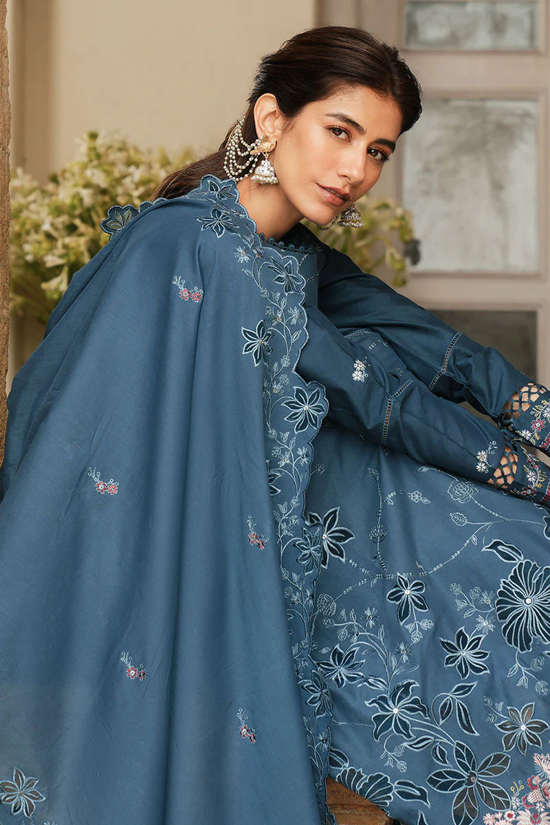 Cross Stitch 3Pc Embroidered Lawn Suit AQUA COBALT gulbuy.com