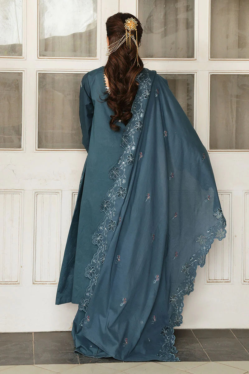 Cross Stitch 3Pc Embroidered Lawn Suit AQUA COBALT gulbuy.com