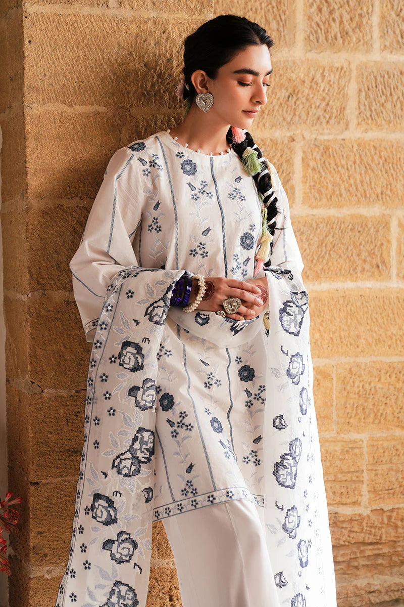 Cross Stitch 3Pc Embroidered Lawn Suit WHITE SMOKE gulbuy.com