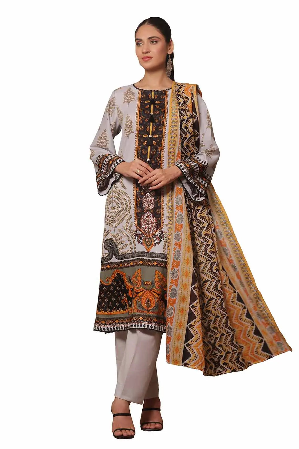 GulAhmed 3Pc Printed Khaddar Suit SD-42020