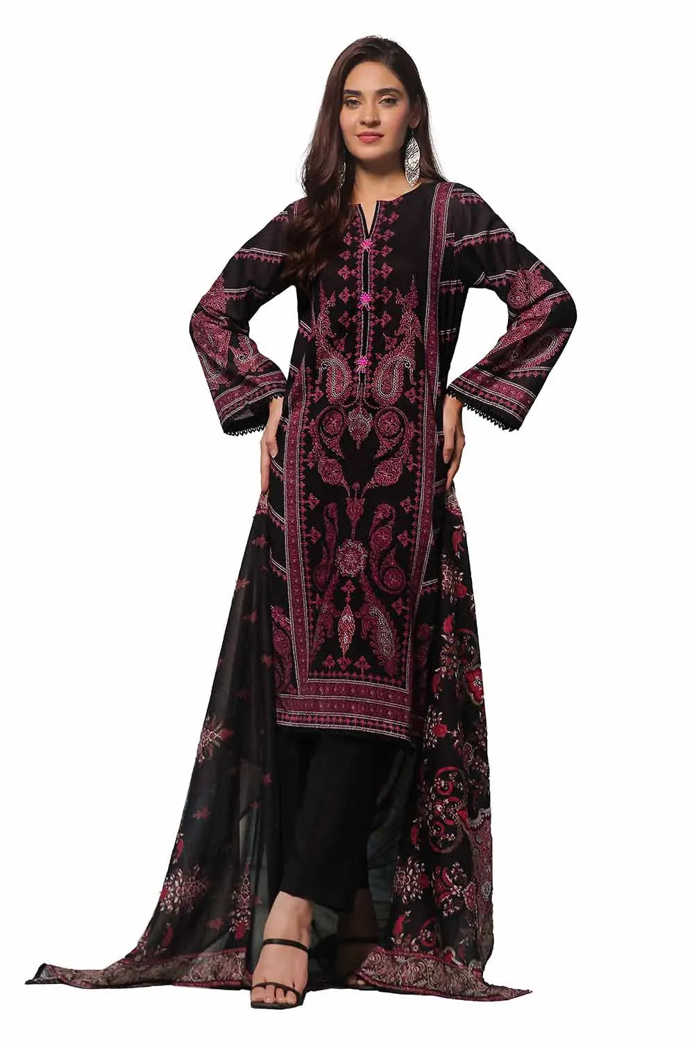 GulAhmed 3Pc Printed Khaddar Suit SD-42026