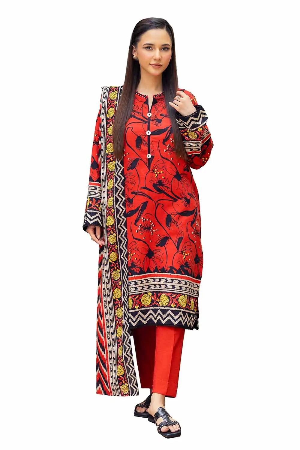 GulAhmed 3Pc Printed Khaddar Suit SD-42122