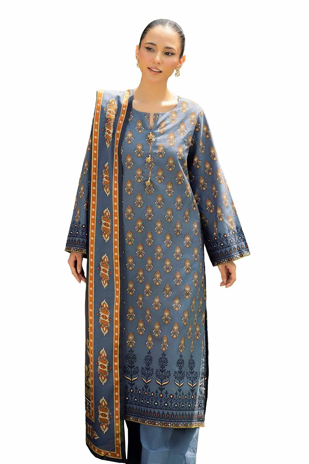 GulAhmed 3Pc  Printed Khaddar Suit SD-42130