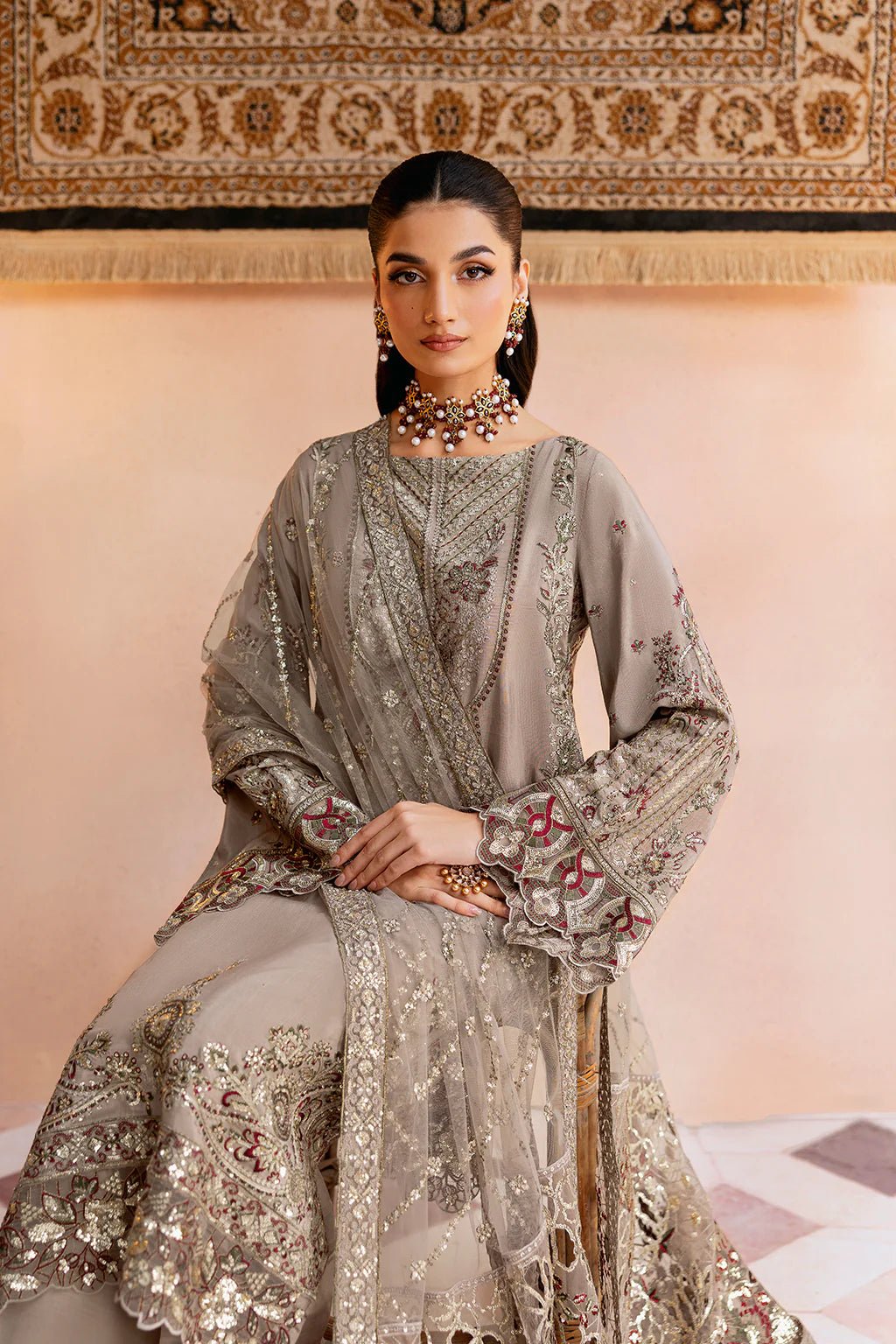 Ramsha 3Pc Embroidered Raw Silk Suit SS-103 gulbuy.com