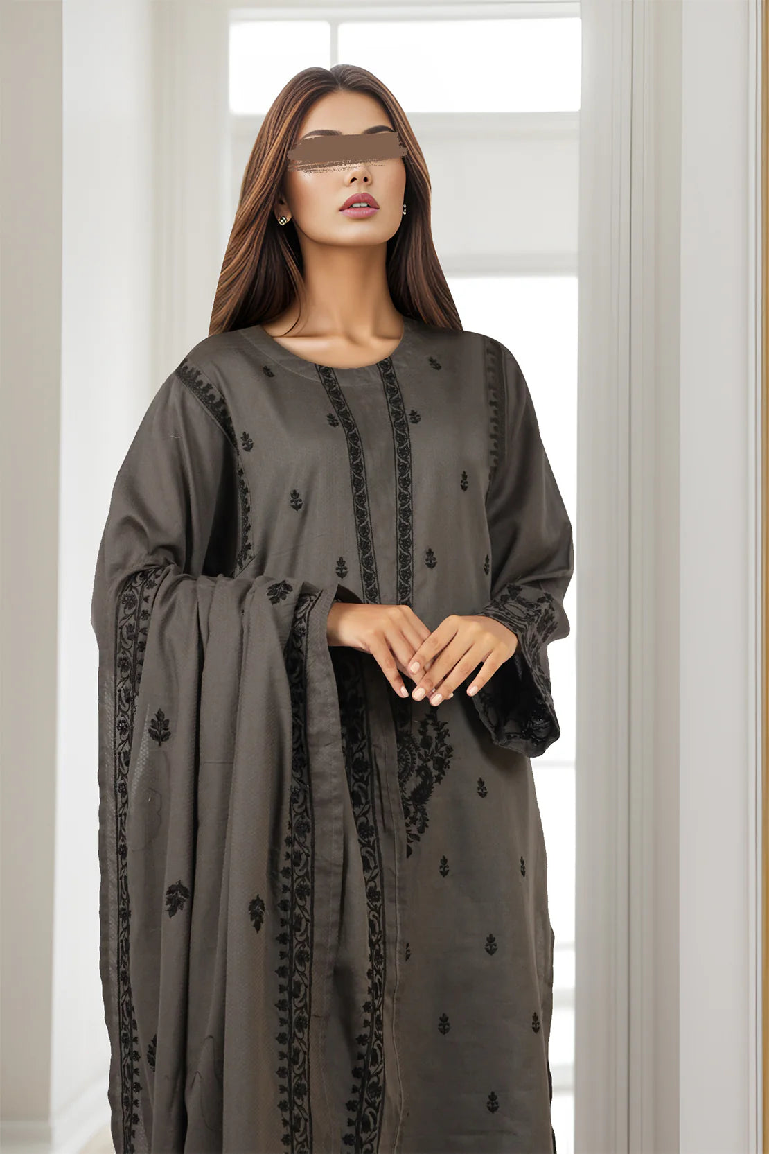 Saya 3Pc Embroidered Cotton Suit WP3S-119 gulbuy.com