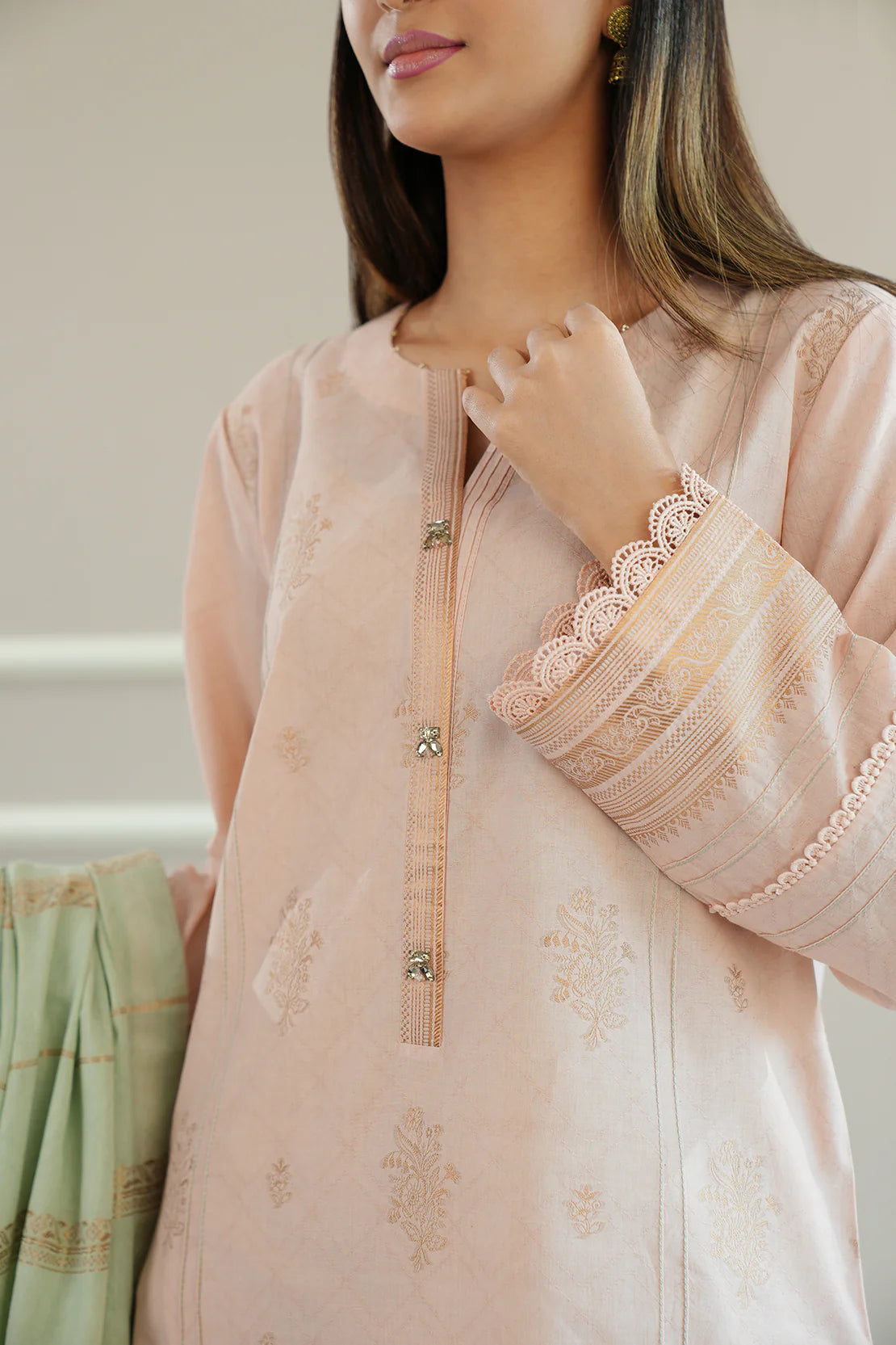 Saya 3Pc Printed Cotton Jacquard Suit U02-25232-03B (SDT) gulbuy.com