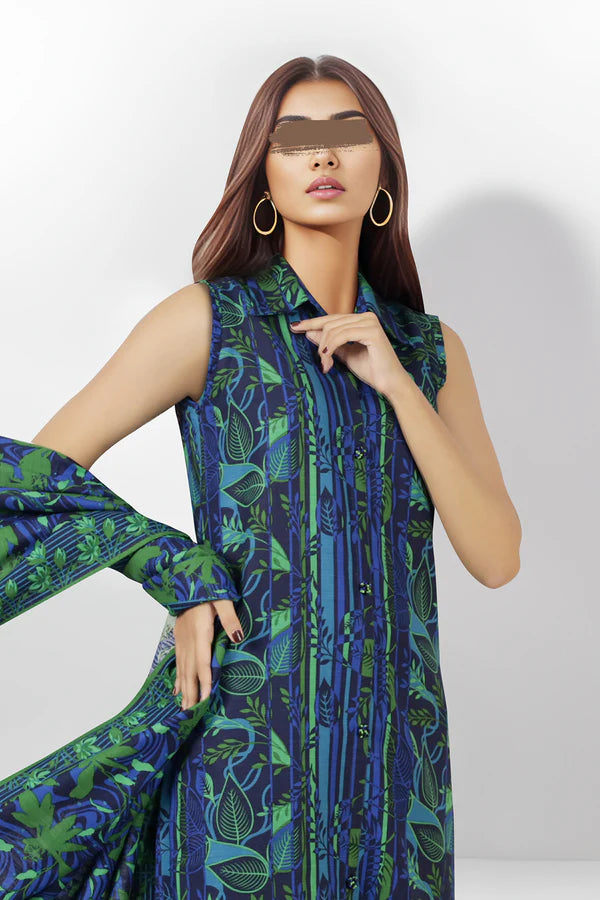 Saya 3Pc Printed Cotton Khaddar Suit U04-24350-05C (SDT) gulbuy.com