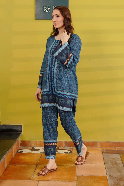 Waniya 2Pc Printed Lawn Suit MIDNIGHT PALM gulbuy.com