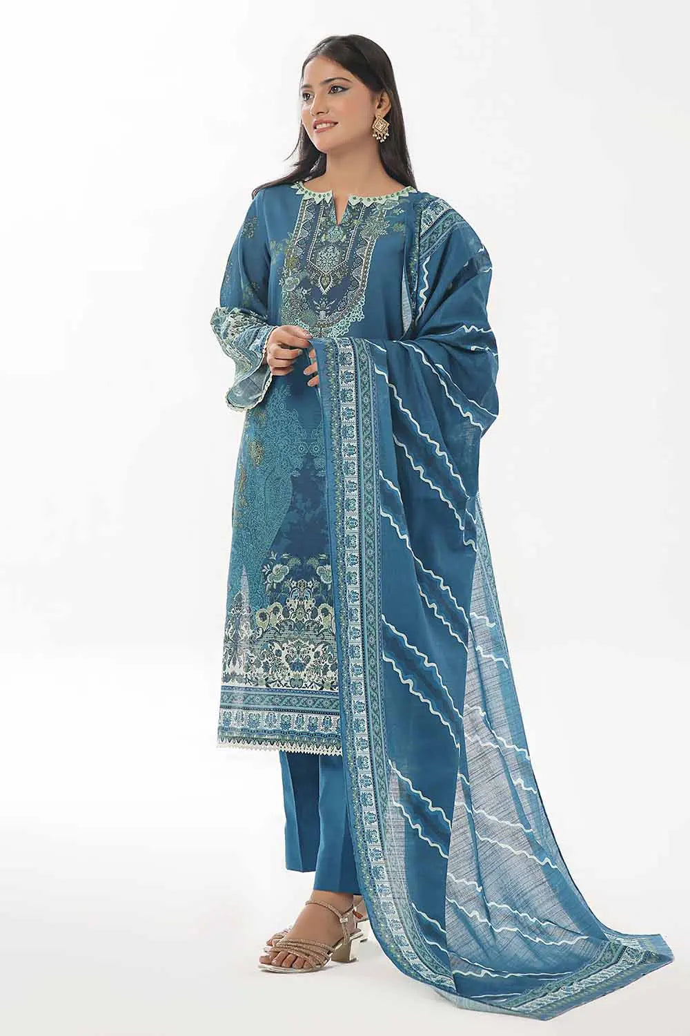 GulAhmed 3Pc Printed Khaddar Suit WNS-42030