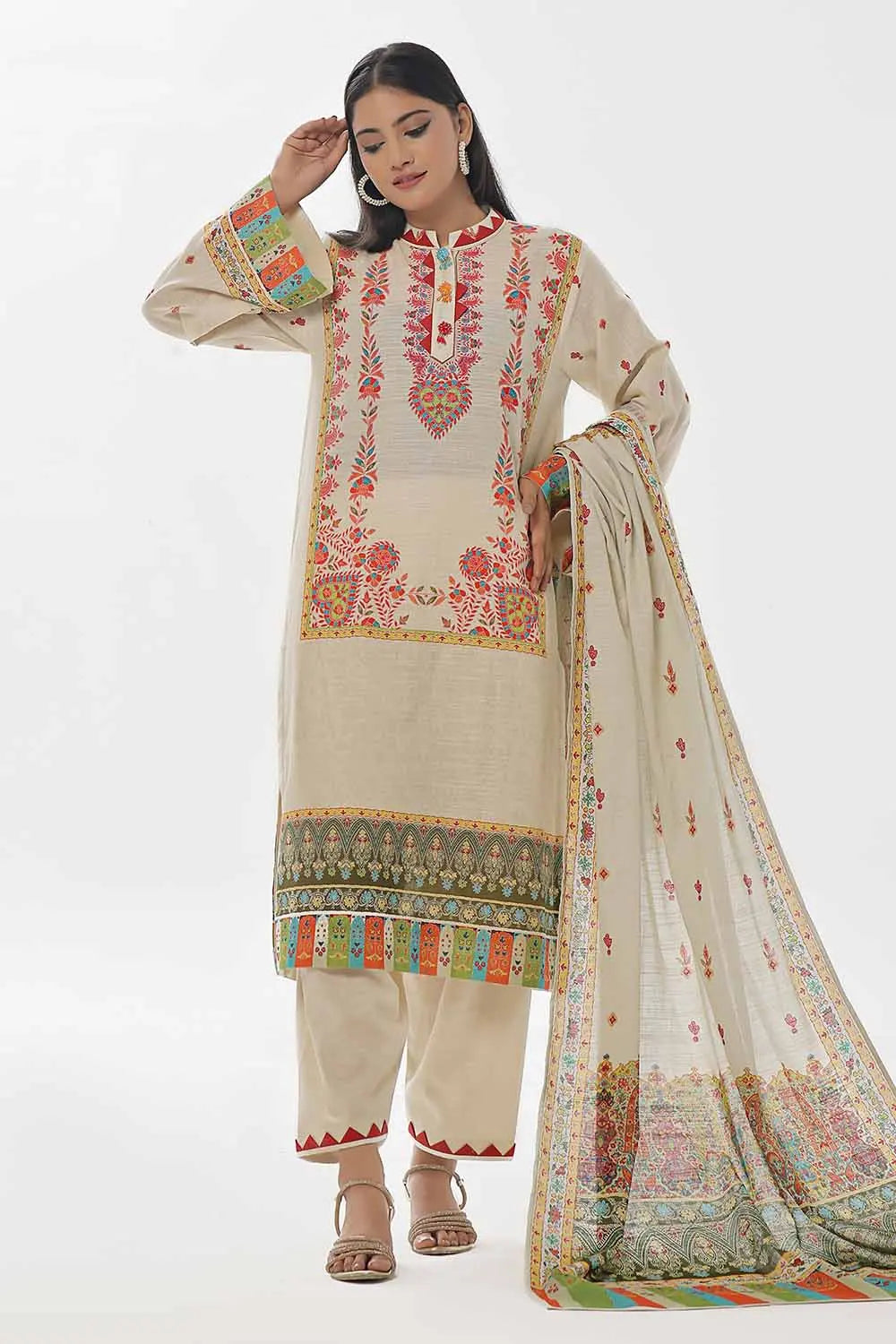 GulAhmed 3Pc Printed Khaddar Suit WNS-42066