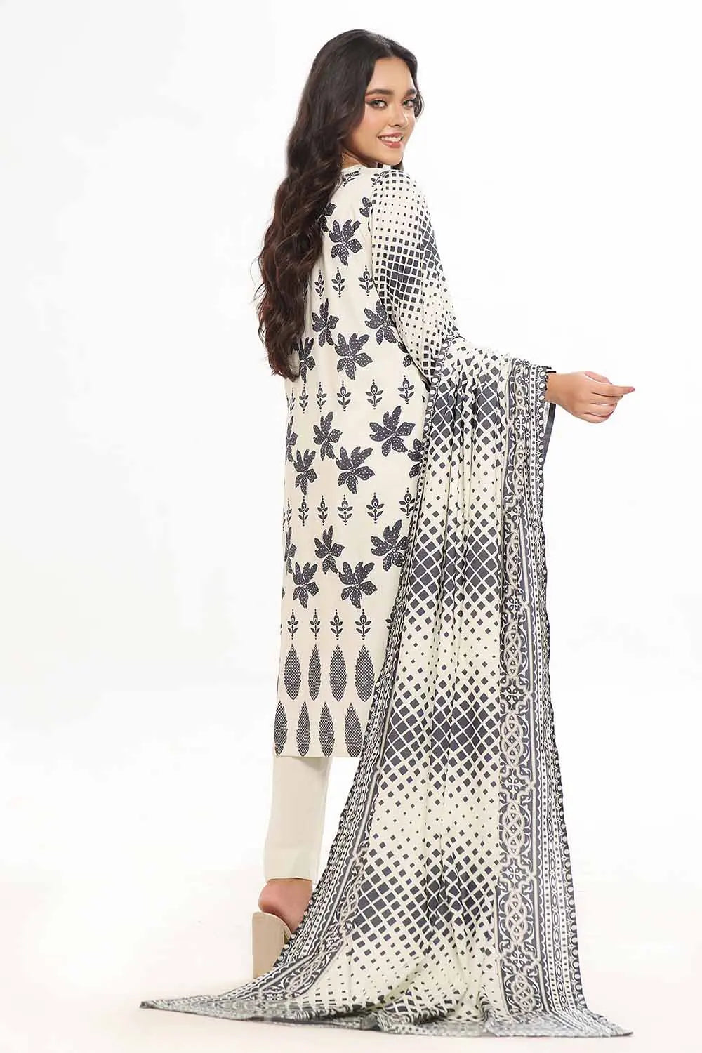 GulAhmed 3Pc Printed Linen Suit WNS-42078 gulbuy.com