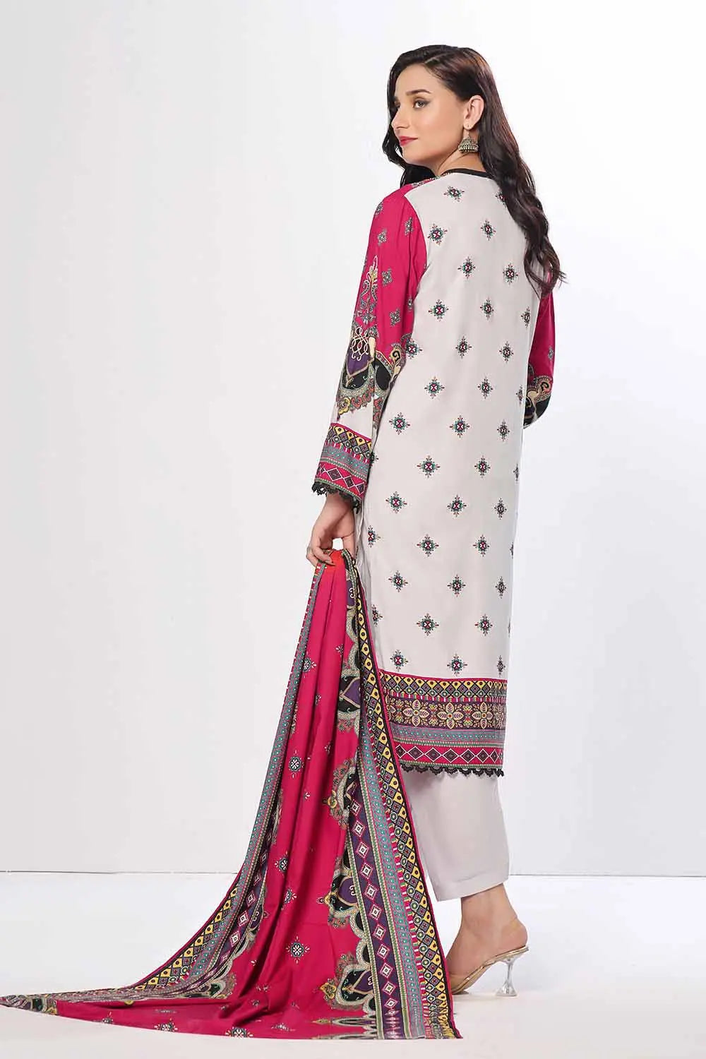 GulAhmed 3Pc Printed Linen Suit WNS-42079 gulbuy.com