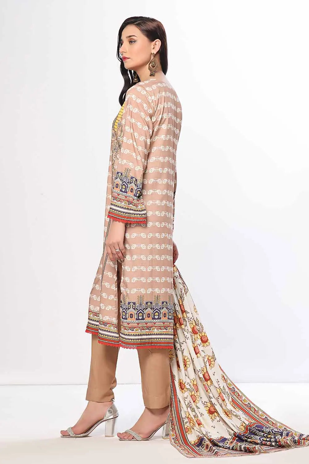GulAhmed 3Pc Printed Linen Suit WNS-42082 gulbuy.com