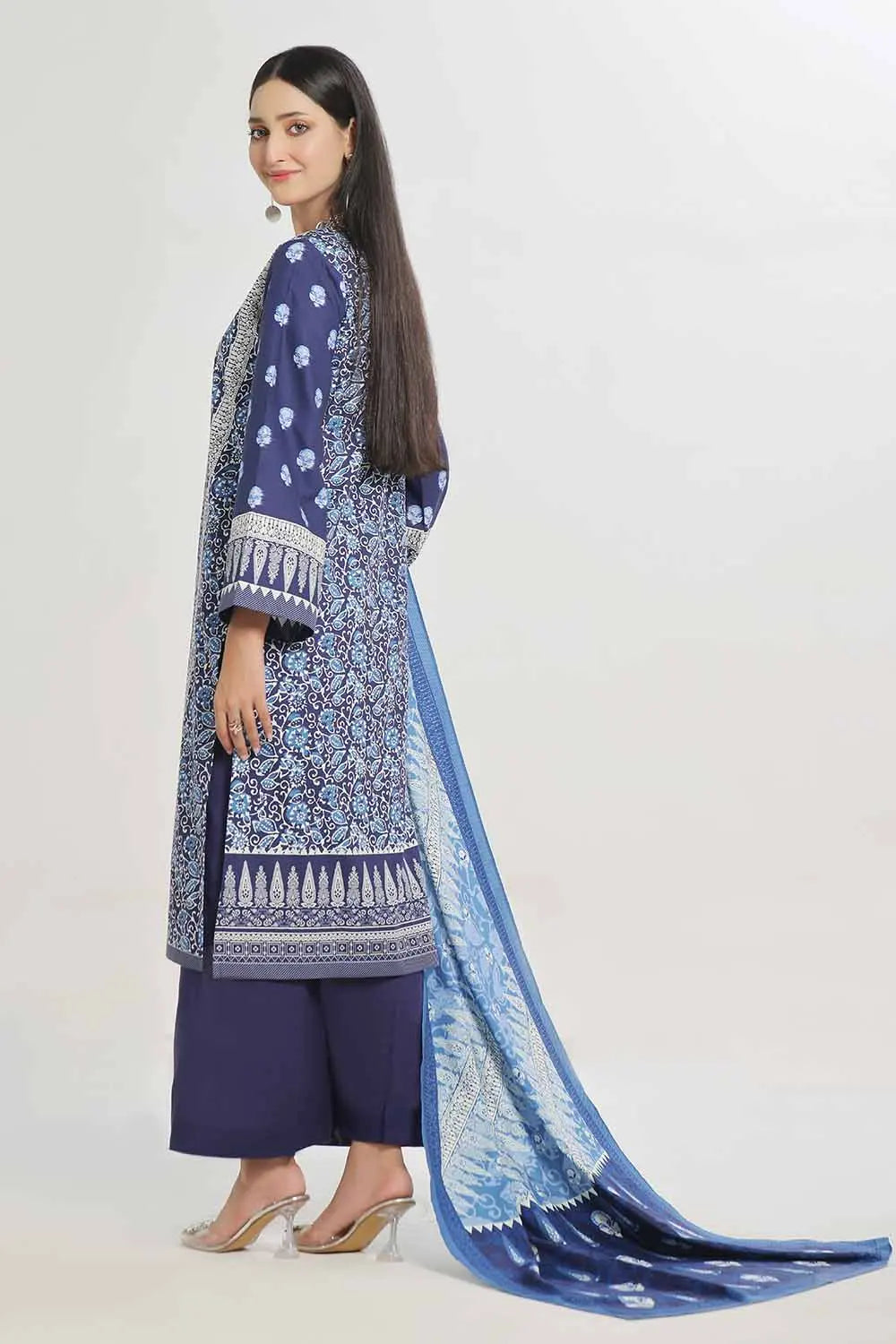 GulAhmed 3Pc Printed Linen Suit WWNS-42095 gulbuy.com