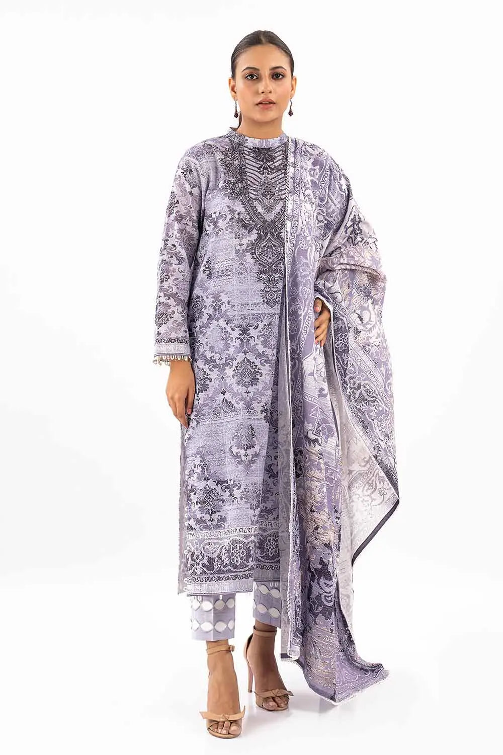 GulAhmed 3Pc Printed Khaddar Suit WNS-42098