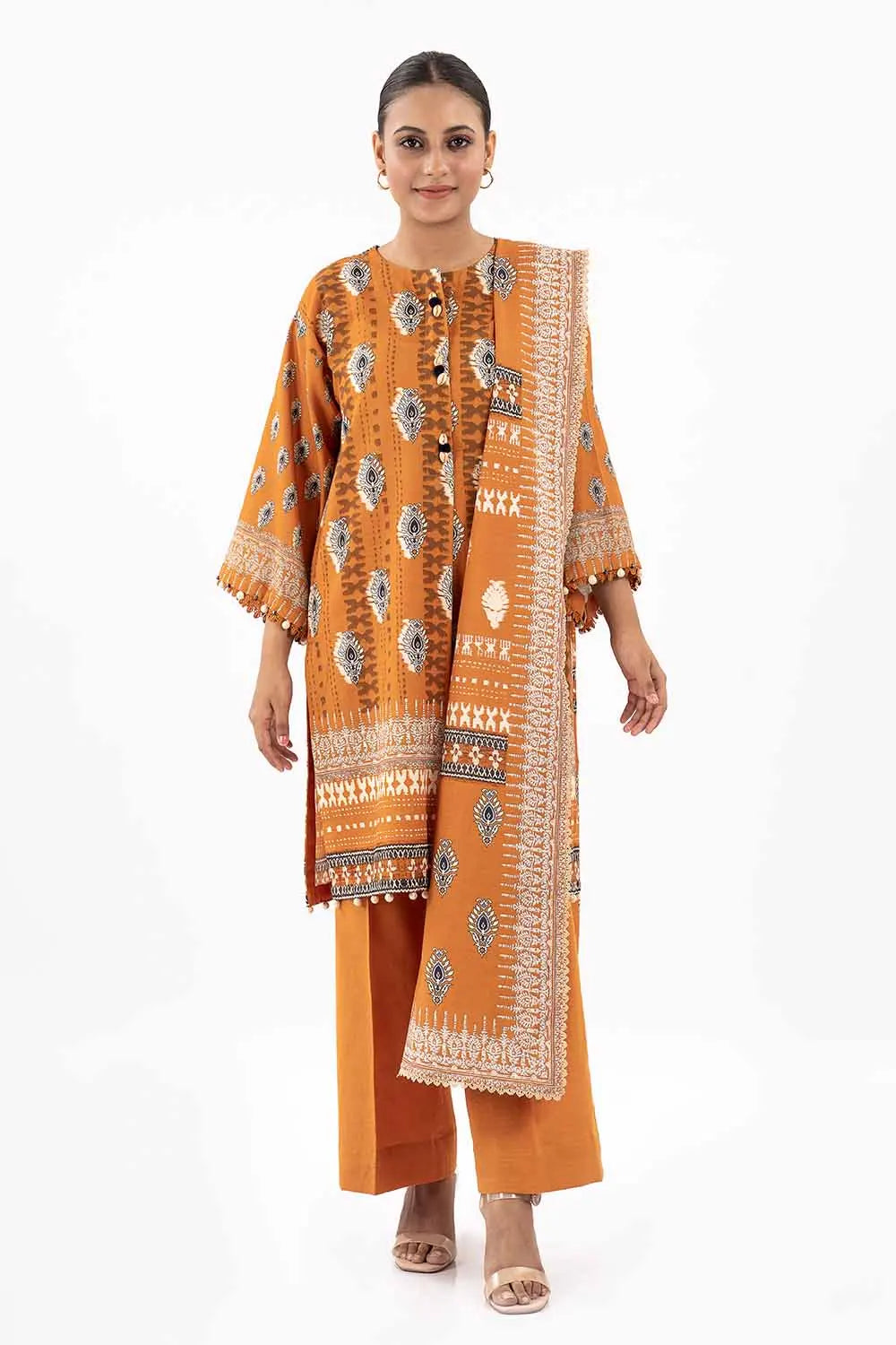 GulAhmed 3Pc Printed Khaddar Suit WNS-42101