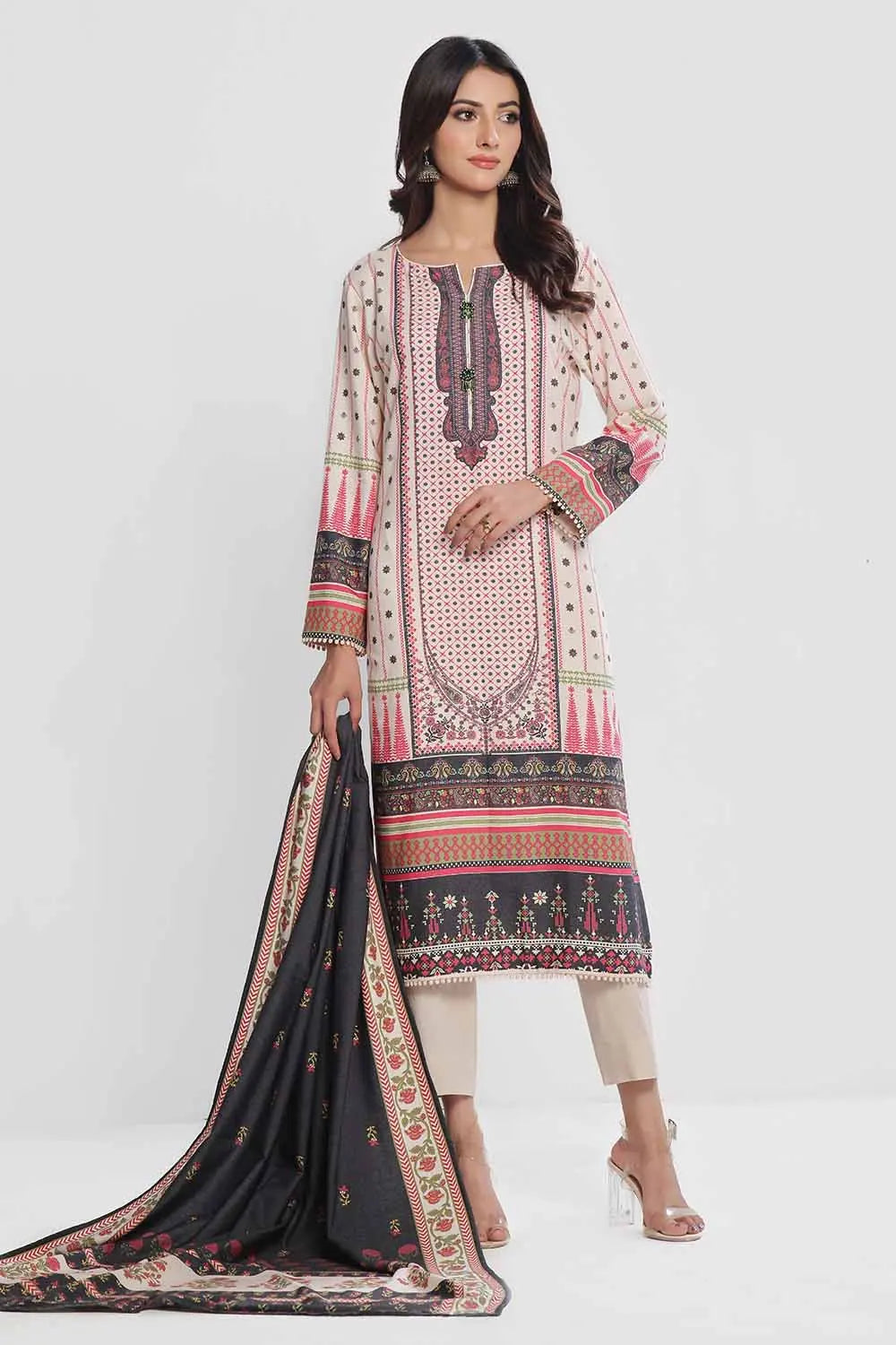 GulAhmed 3Pc Printed Dhanak Suit WNS-42111