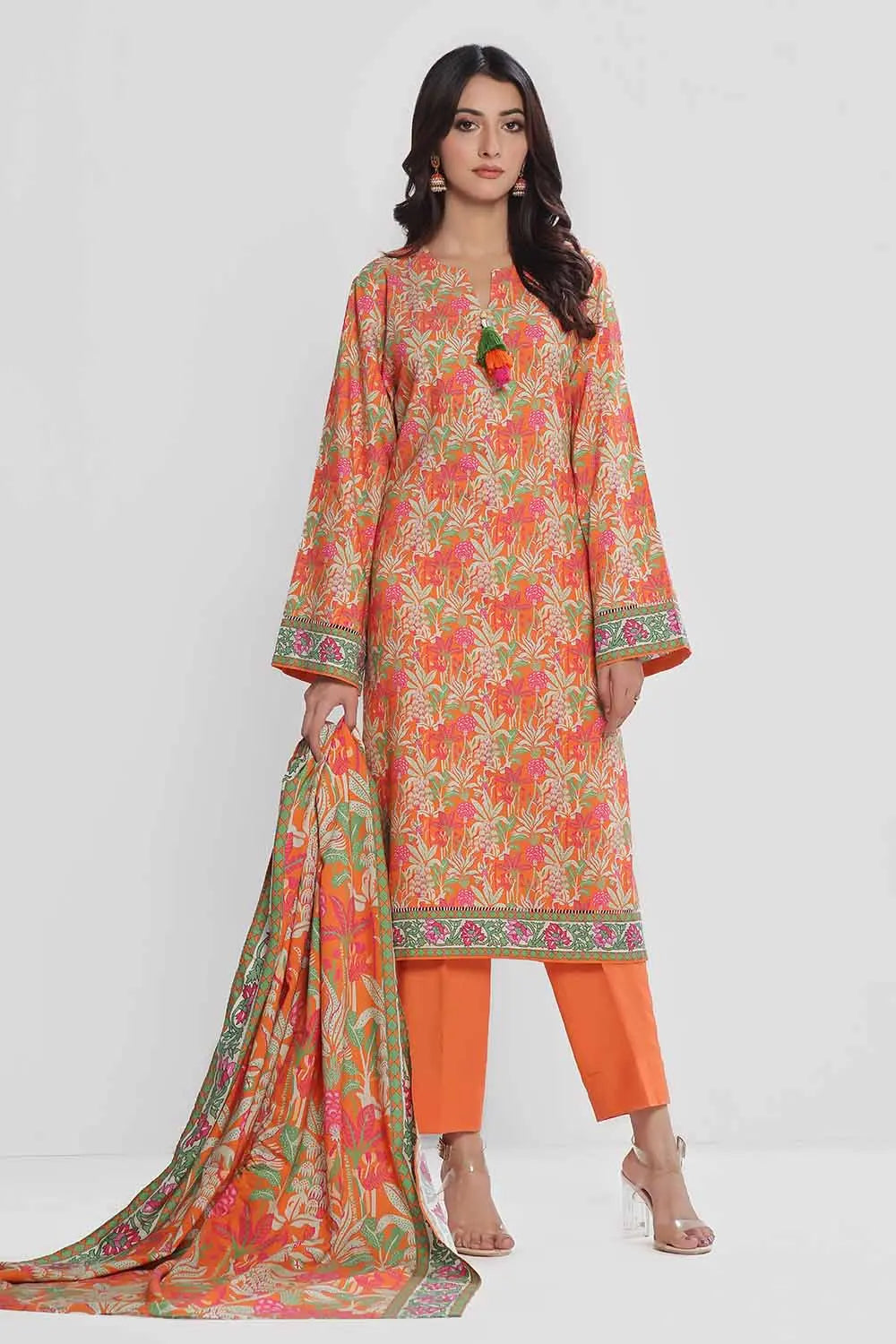 GulAhmed 3Pc Printed Dhanak Suit WNS-42112