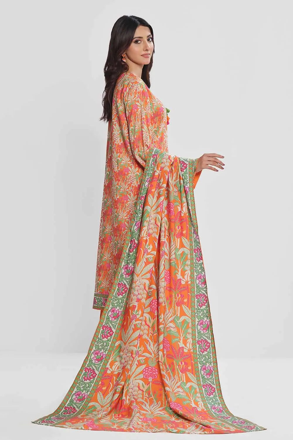 GulAhmed 3Pc Printed Dhanak Suit WNS-42112 gulbuy.com