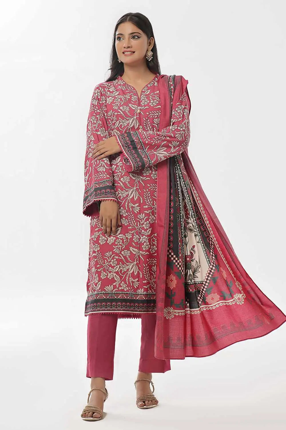 GulAhmed 3Pc Printed Dhanak Suit WNS-42113