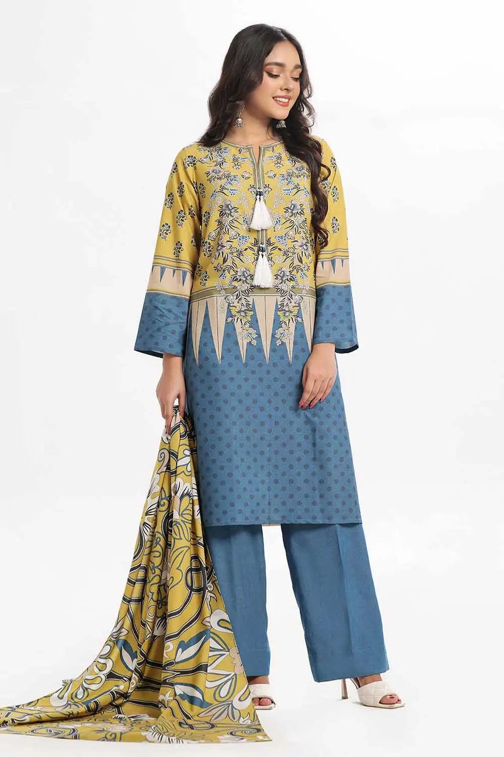 GulAhmed 3Pc Printed Dhanak Suit WNS-42115