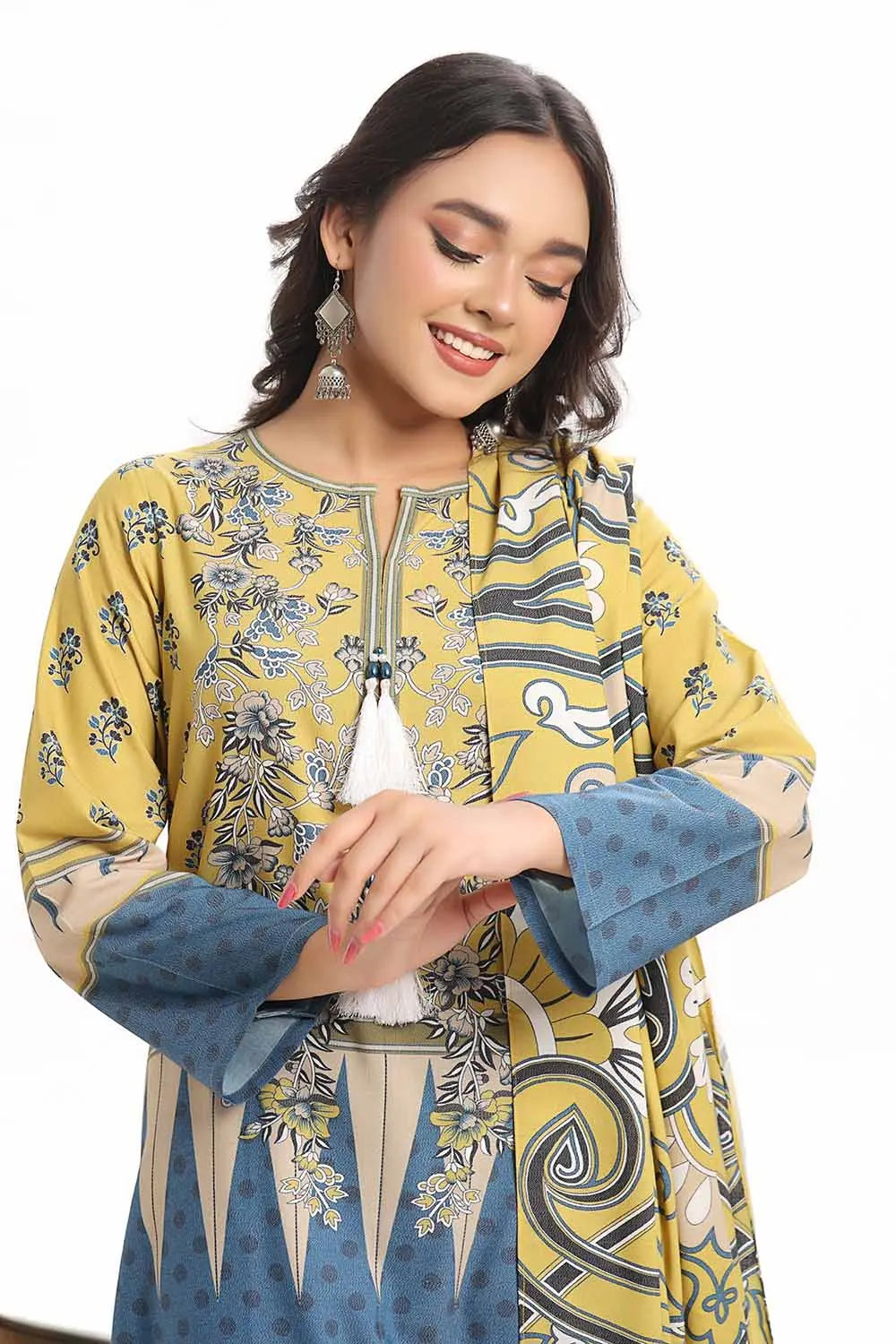 GulAhmed 3Pc Printed Dhanak Suit WNS-42115 gulbuy.com