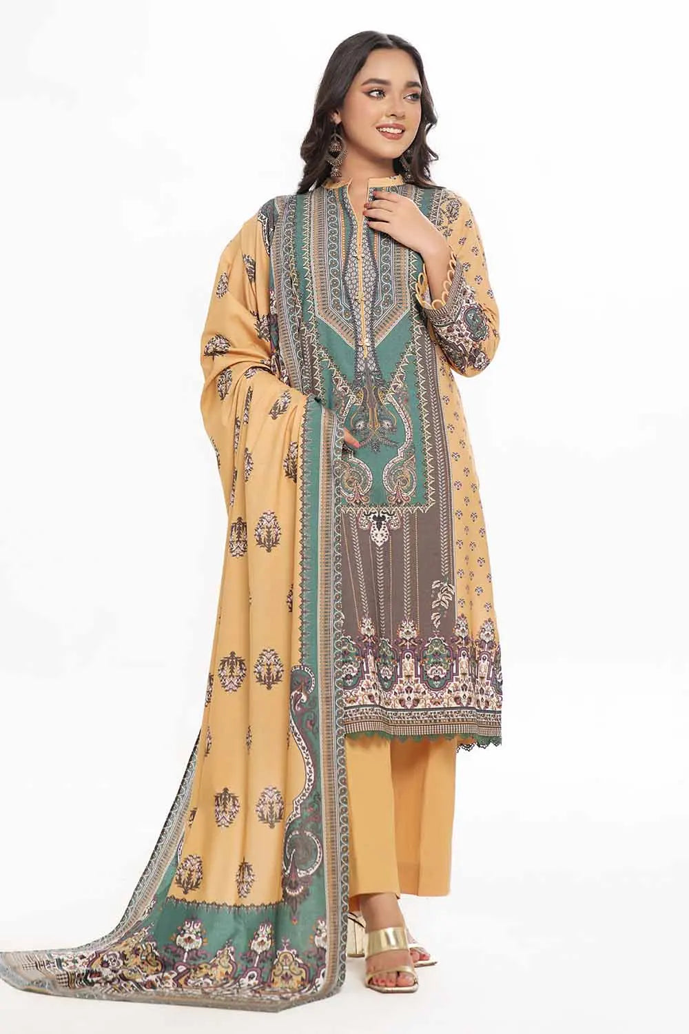 GulAhmed 3Pc Printed Dhanak Suit WNS-42116