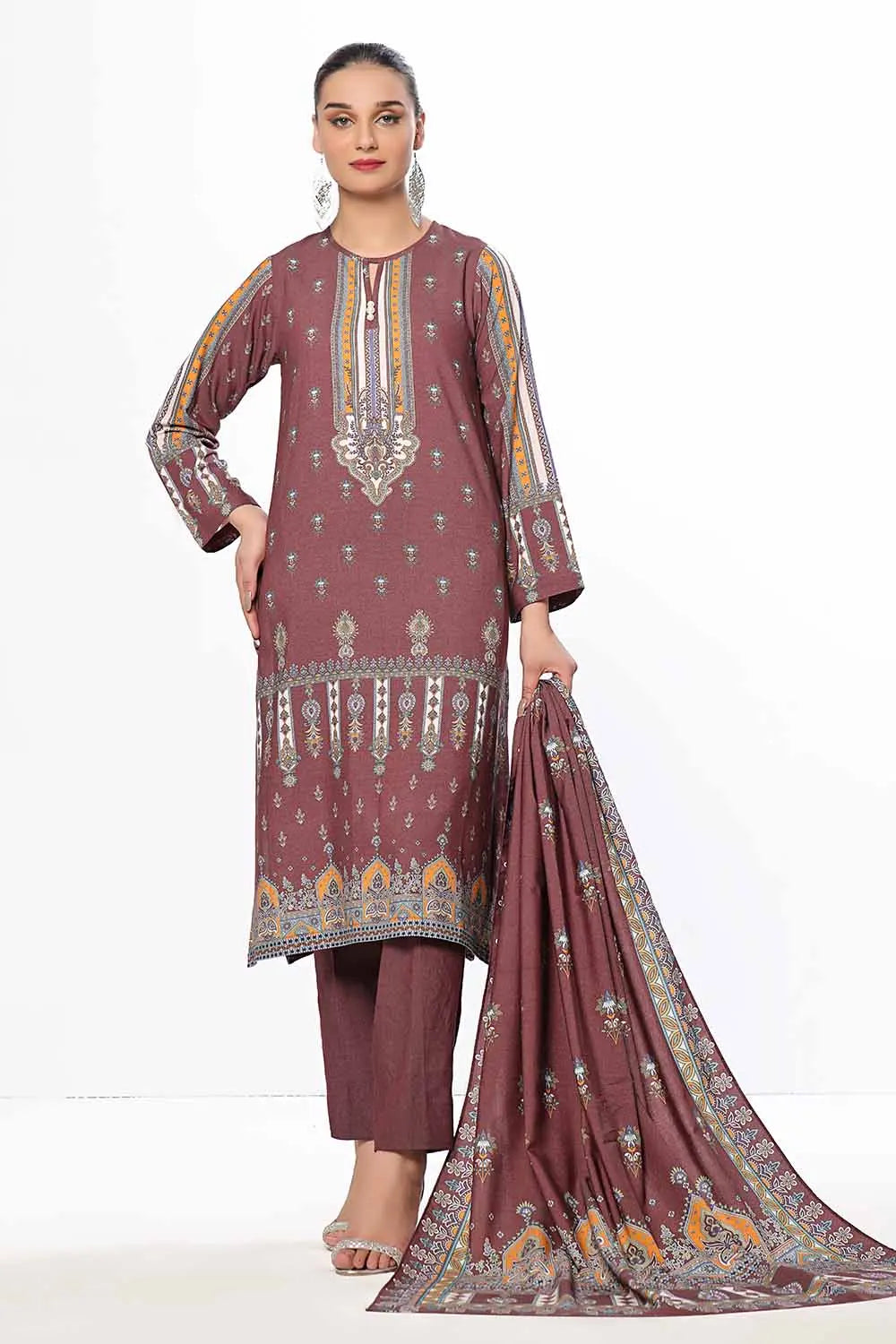 GulAhmed 3Pc Printed Dhanak Suit WNS-42117
